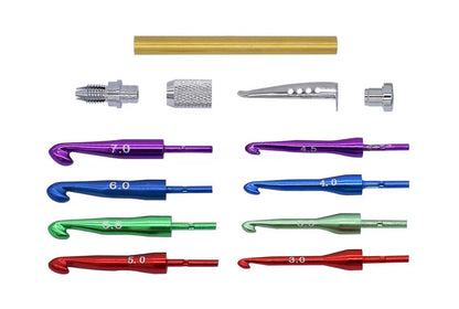 Chrome & Colour Crochet Hook Kit (Knurled) - UK Pen Blanks