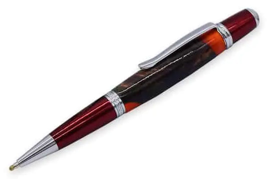 Chrome & Red Cerra Pen Kit - UK Pen Blanks