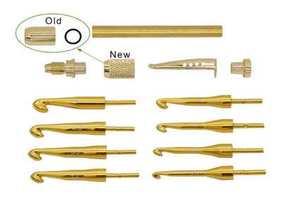 Gold Crochet Hook Kit (Knurled) - UK Pen Blanks